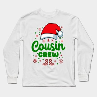 Cousin Christmas Santa Hat Family Green Red Long Sleeve T-Shirt